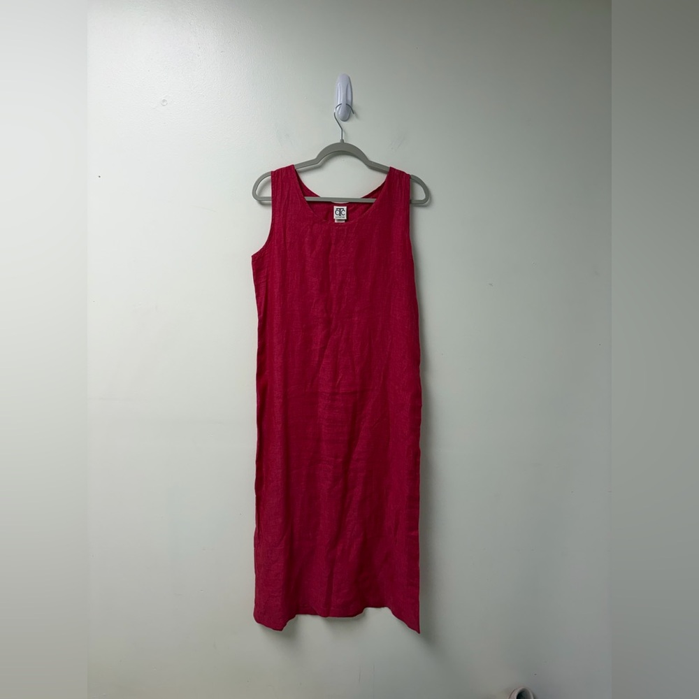 CTC Linens Pink Sleeveless Midi Linen Dress Size Medium‎
